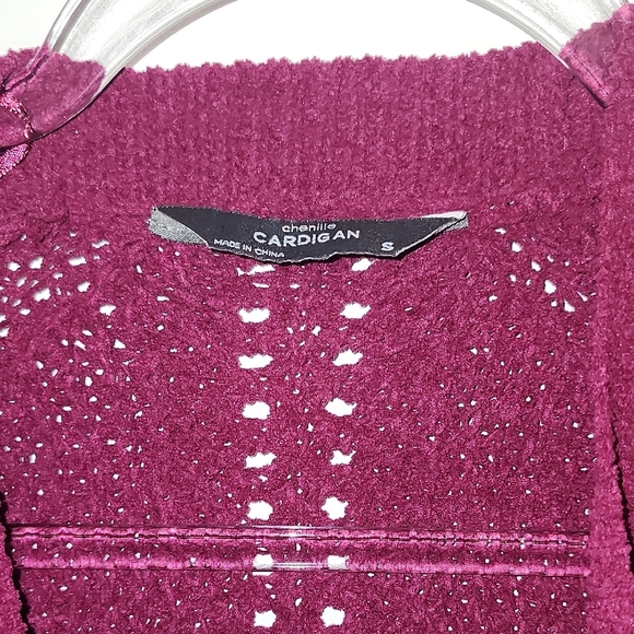 Members Mark Women's Purple Chenille Sweater Cardigan - Picture 3 of 4